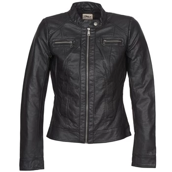 Image of Only BANDIT womens Leather jacket in Black - Sizes UK 6,UK 8,UK 10,UK 12,UK 14