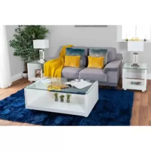 Image of Sandro White High Gloss And Glass Side Table