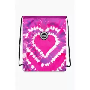 Image of Hype Heart Hippy Tie Dye Drawstring Bag (One Size) (Pink/White) - Pink/White