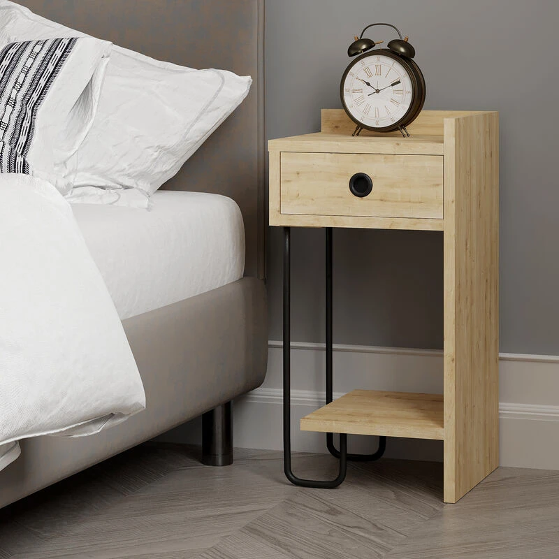 Image of DECORTIE Decortie Sirius Modern Bedside Table Right Module Oak 32cm Width Bedroom Furniture M.KO.23322.3