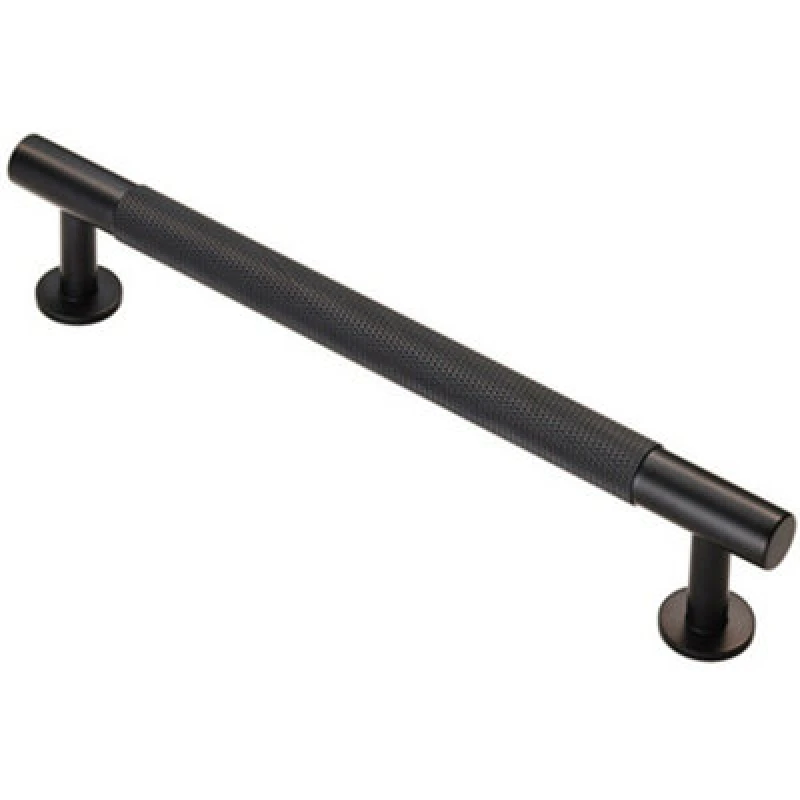 Image of Loops Knurled Bar Door Pull Handle 190 x 13mm 160mm Fixing Centres Matt Black unisex