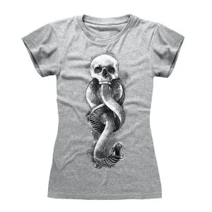 Image of Harry Potter - Dark Arts Snake Womens Small T-Shirt - Grey