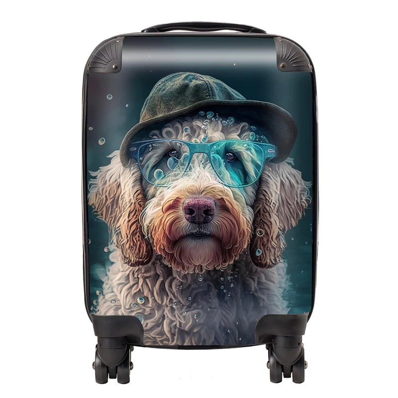 Image of Warren Reed - Designer Labradoodle Dog Splashart Suitcase Size: Large Multicolor Unisex Large