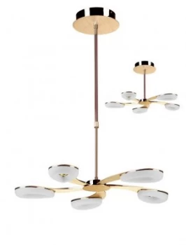 Image of Telescopic 5 Light 30W LED 3000K, 2700lm, Satin Gold, Frosted Acrylic, Gold