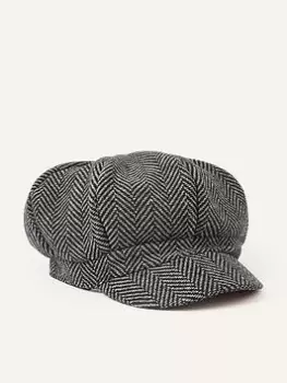 Image of Accessorize Herringbone Bakerboy, Black, Women