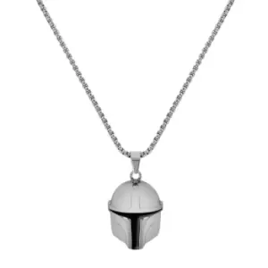 Image of Disney Star Wars Gents The Mandalorian Silver Stainless Steel Boba Fett Helmet Pendant C600766L-M