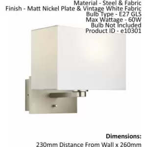 Image of Loops - Wall Light & Shade Matt Nickel & Vintage White Fabric 60W E27 e10301