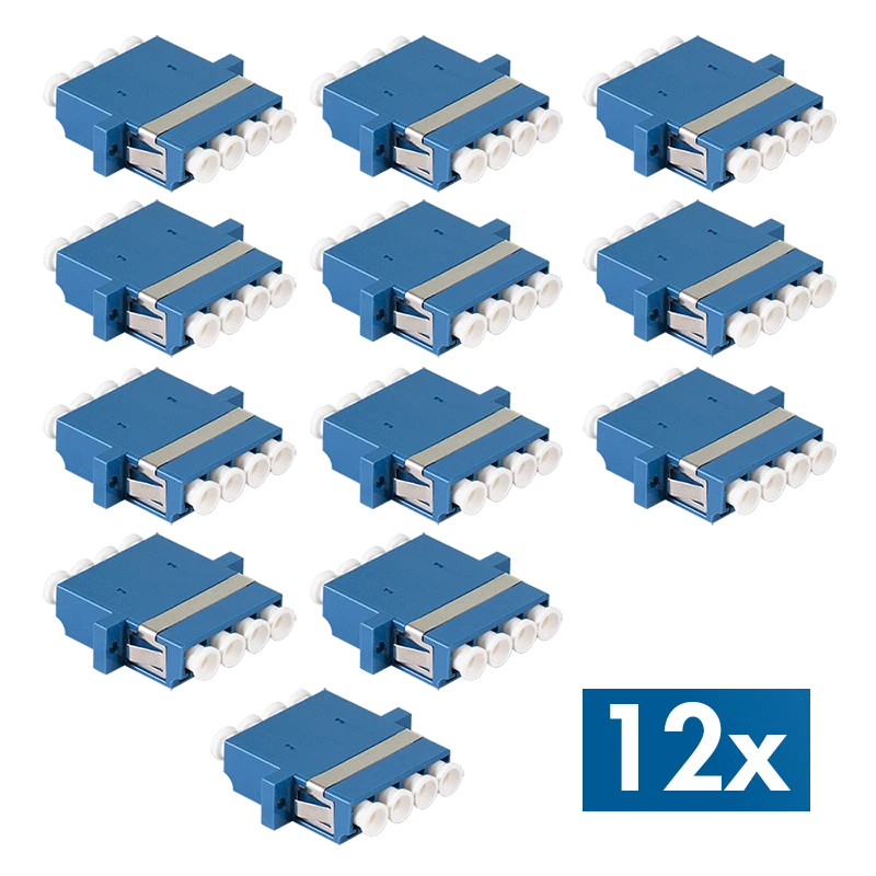 Image of LogiLink Fiber Adapter LC Quad. 12 pieces. with flange. blue