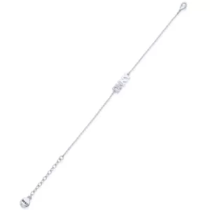 Image of DKNY Jewellery Silver Coloured Pave Logo 7.25" Flexible Bracelet -G03