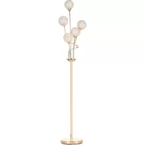 Image of Modern Floor Lamp w/ K9 Crystal Shade, 5 Light, for Living Room, Gold - Gold Tone - Homcom