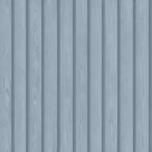 Image of Holden Wood Slat Blue Wallpaper