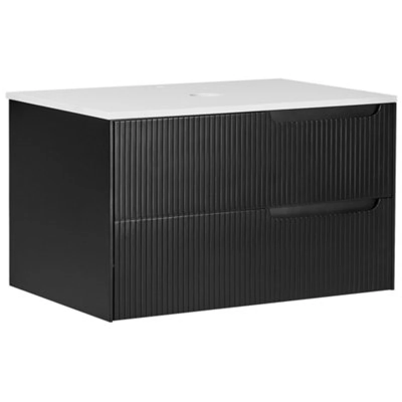 Image of Beliani Wall Mounted Vanity Unit Quintela 80 Cm Black