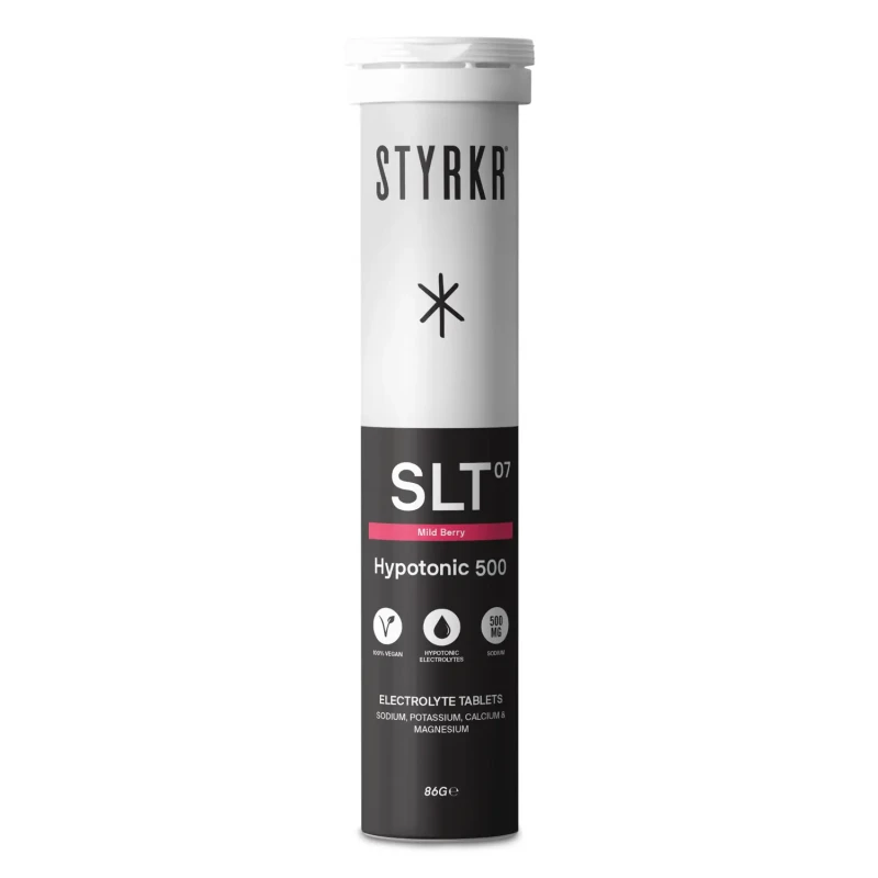 Image of Electrolytes in a tube of berry-flavoured tablets Styrkr (x12) Noir Unisex 500 mg