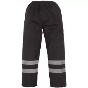 Image of Yoko Mens Hi-Vis Waterproof Contractor Over Trousers (S) (Black) - Black