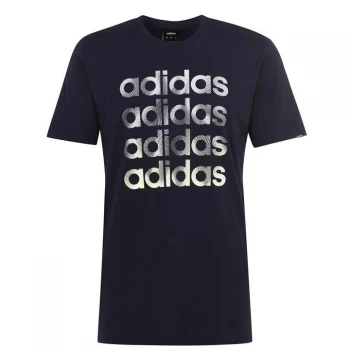 Image of adidas Linear Repeat Mens T-Shirt - Navy/Wht/LtBlue