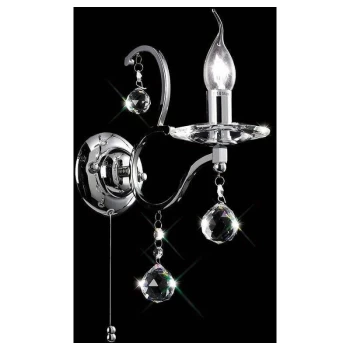 Image of Zinta wall light with switch 1 Polished chrome / crystal bulb