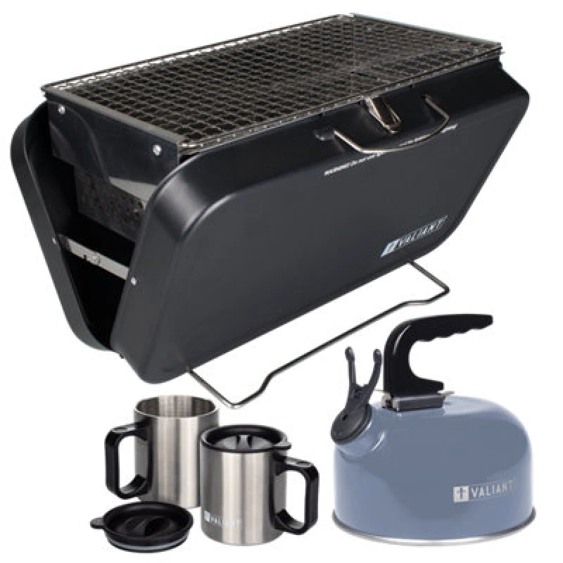 Image of Valiant Valiant Portable BBQ Grill, Camping Kettle and Insulated Travel Mug in Light Blue Size: 4 Pack Light Blue 4 Pack Unisex 5061026620912