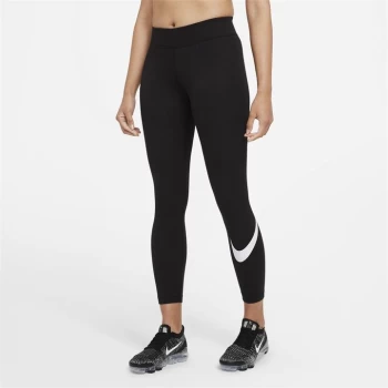 Image of Nike Sportswear Essential Womens Mid-Rise Swoosh Leggings (Plus Size) - Black