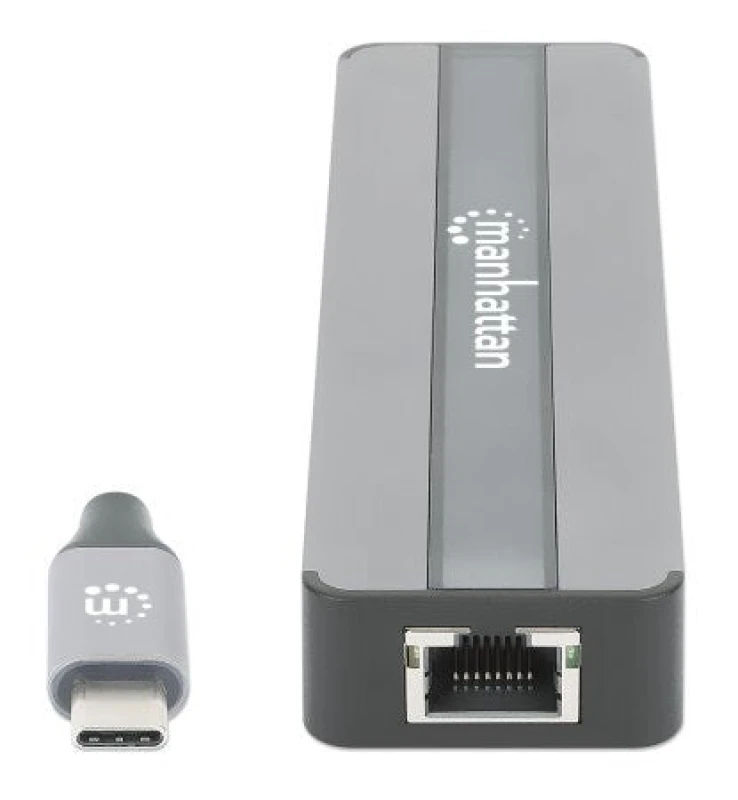 Image of Manhattan Manhattan USB-C Dock/Hub with Card Reader Ports (x5): Ethernet HDMI USB-A (x2) and USB-C With Power Delivery (87W) to USB-C Port (Note add U