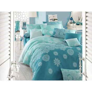 Image of 143EPJ41291 Simay - Turquoise Turquoise White King Quilt Cover Set (EU) (ES)