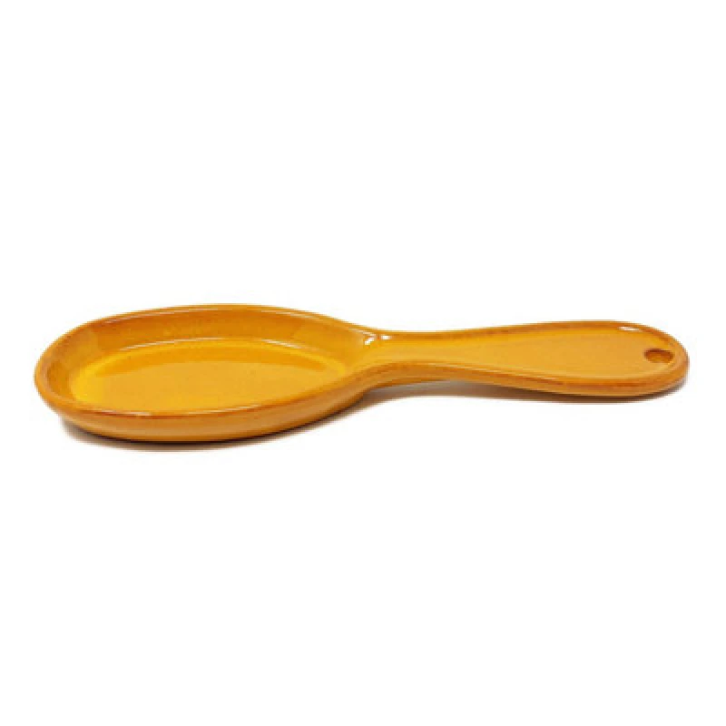 Image of Verano Spanish Ceramics Selena Glazed Hand Dipped Kitchen Dining Utensil Spoon Rest Orange (L) 27Cm