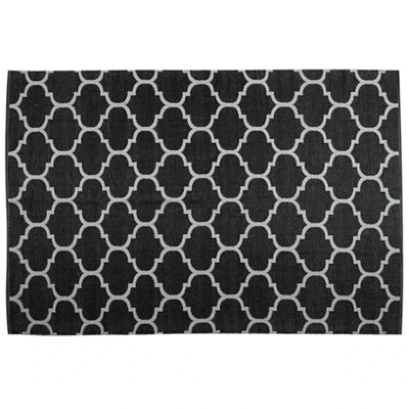 Image of Beliani Outdoor Rug Aladana Black/ White 140 X 200 Cm Reversible