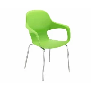 Image of TC Office Ariel 2 Chrome Round Leg Stackable Chair, Green