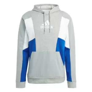 Image of adidas Essentials Colorblock Hoodie Mens - Medium Grey Heather / Royal Bl