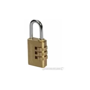 Image of Combination Padlock Brass 3-Digit 744867 - Silverline