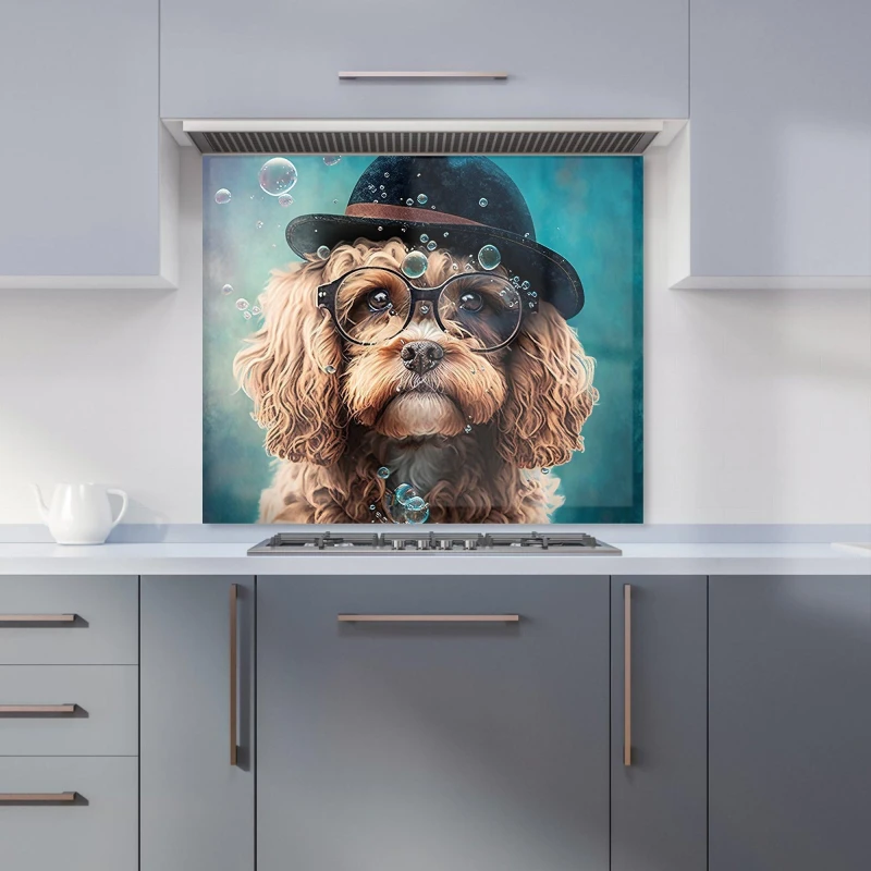 Image of Warren Reed - Designer Cavapoo Dog Splashart Kitchen Splashback Size: 900mm x 750mm Multicolor Unisex 900mm x 750mm