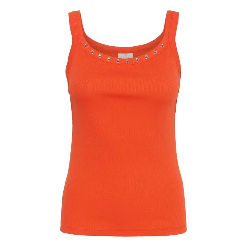 Image of Kaffe Womens tank top KAFFE Carna Eyelets Orange Female XL
