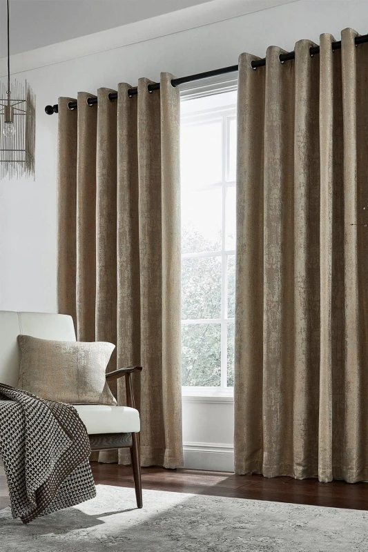 Image of Helena Springfield Helena Springfield 'Roma' Woven Lined Curtains in Light Tan Size: 228cm width x 183cm drop Light Tan 228cm width x 183cm drop Uni