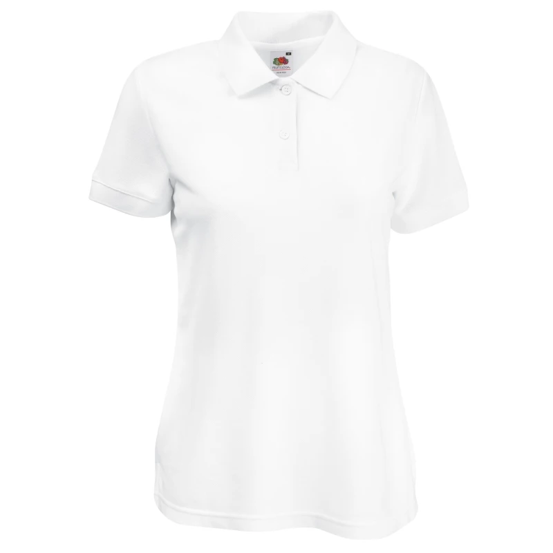 Image of Fruit of the Loom Womens Lady Fit Short-Sleeved Polo Shirt in White Size: XS White Female XS