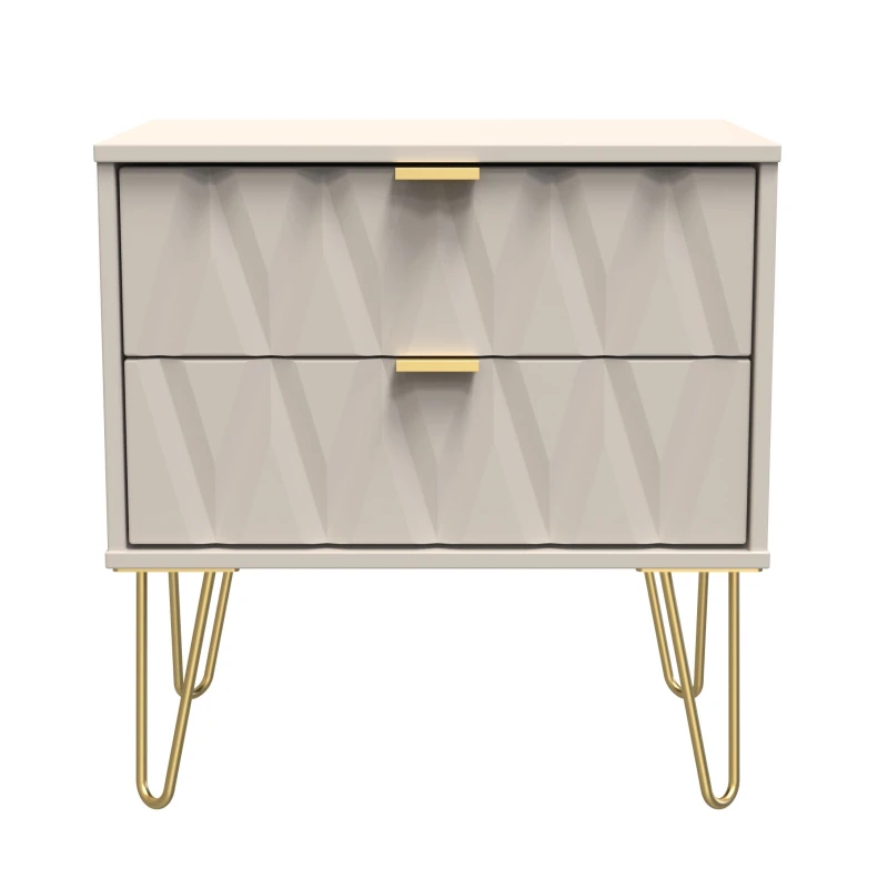 Image of Pesaro Ready Assembled Cashmere 2 Drawer Chest (H)570mm (W)575mm (D)395mm