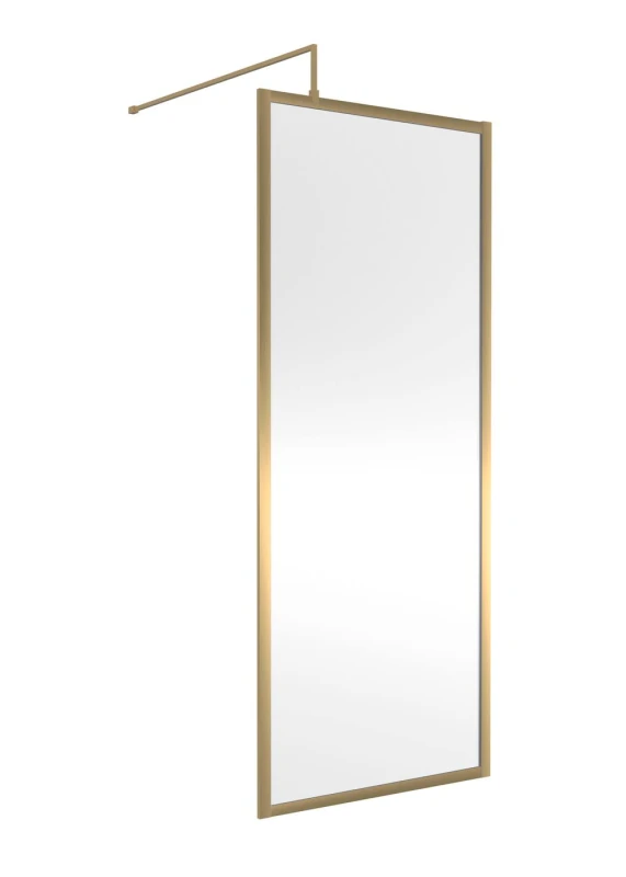 Image of Balterley 8mm Wetroom Screen & Support Bar: 760mm, Brushed Brass in Metallics Metallics Unisex