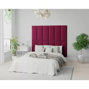 Image of EasyMount Wall Mounted Upholstered Panels, Modular diy Headboard in Plush Velvet Fabric, Berry (Pack of 4) - Aspire