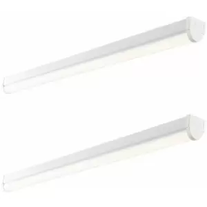 Image of 2 pk 4ft High Lumen Emergency Batten Light - 42.5W Cool White LED - Gloss White