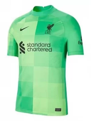 Image of Nike Liverpool Fc Mens 21/22 Home Goalkeeper Short Sleeved Shirt, Green, Size 2XL, Men