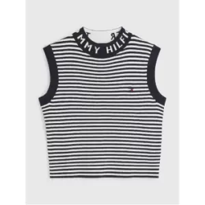 Image of Tommy Hilfiger Branded Ribbed Sleeveless Top - Blue