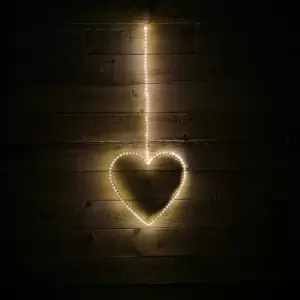 Image of 120 Micro LED Indoor Outdoor Hanging Heart Frame Christmas Decoration