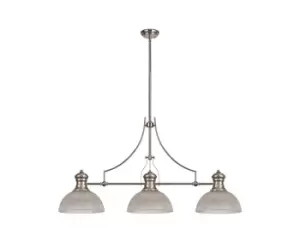 Image of 3 Light Telescopic Ceiling Pendant E27 With 30cm Prismatic Glass Shade, Polished Nickel, Clear