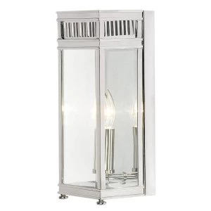 Image of 1 Light Outdoor Small Wall Half Lantern Light Polished Chrome IP44, E14