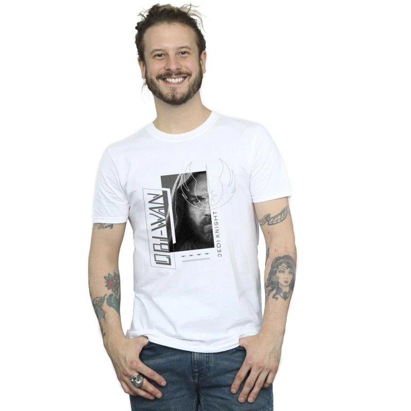 Image of Star Wars Star Wars Men Obi-Wan Kenobi Jedi SciFi Collage T-Shirt in White Size: Small White S Male 5059934441958