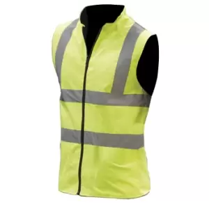 Image of Yoko Mens Workwear Hi-Vis Reversible Fleece Vest / Jacket (M) (Hi-Vis Yellow)