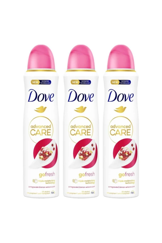 Image of Dove 'Antiperspirant' Pomegranate & Lemon Deo for Women, 3x 150ml White