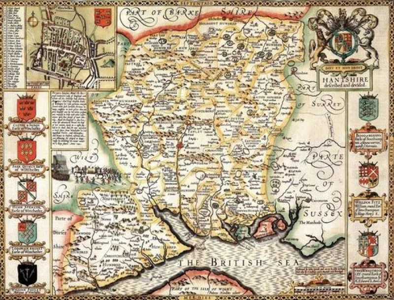 Image of John Speed Historial Map Hampshire Historical Map 1000 Piece Jigsaw Puzzle (1610)