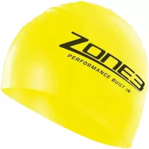 Image of Zone3 Silicone Swim Cap - Hi Vis Yellow - Yellow