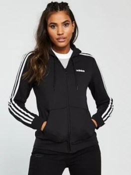 Image of adidas Essentials 3 Stripe Full Zip Hoodie - Black, Size 2Xs, Women