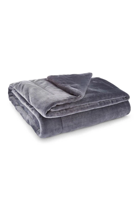 Image of Martex Blanket Collection Martex Plush Lux Blanket Charcoal Grey Grey