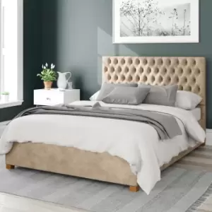 Image of Aspire Monroe Upholstered Ottoman Bed Kimyo Linen Beige Small Double